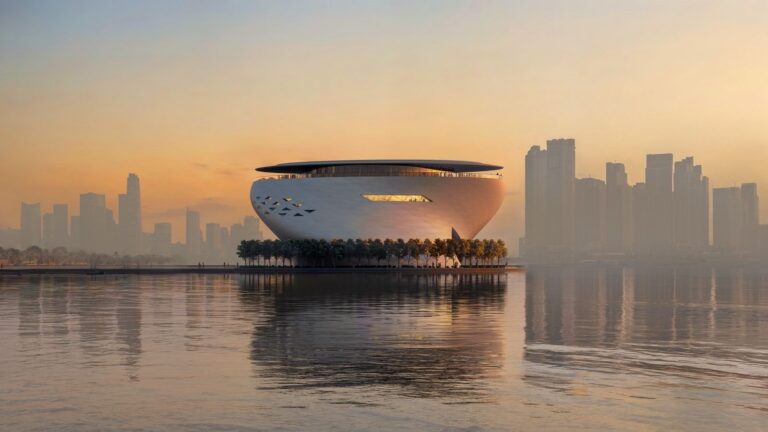 Sheikh Mohammed unveils surreal Dubai Museum of Art that appears to float on water